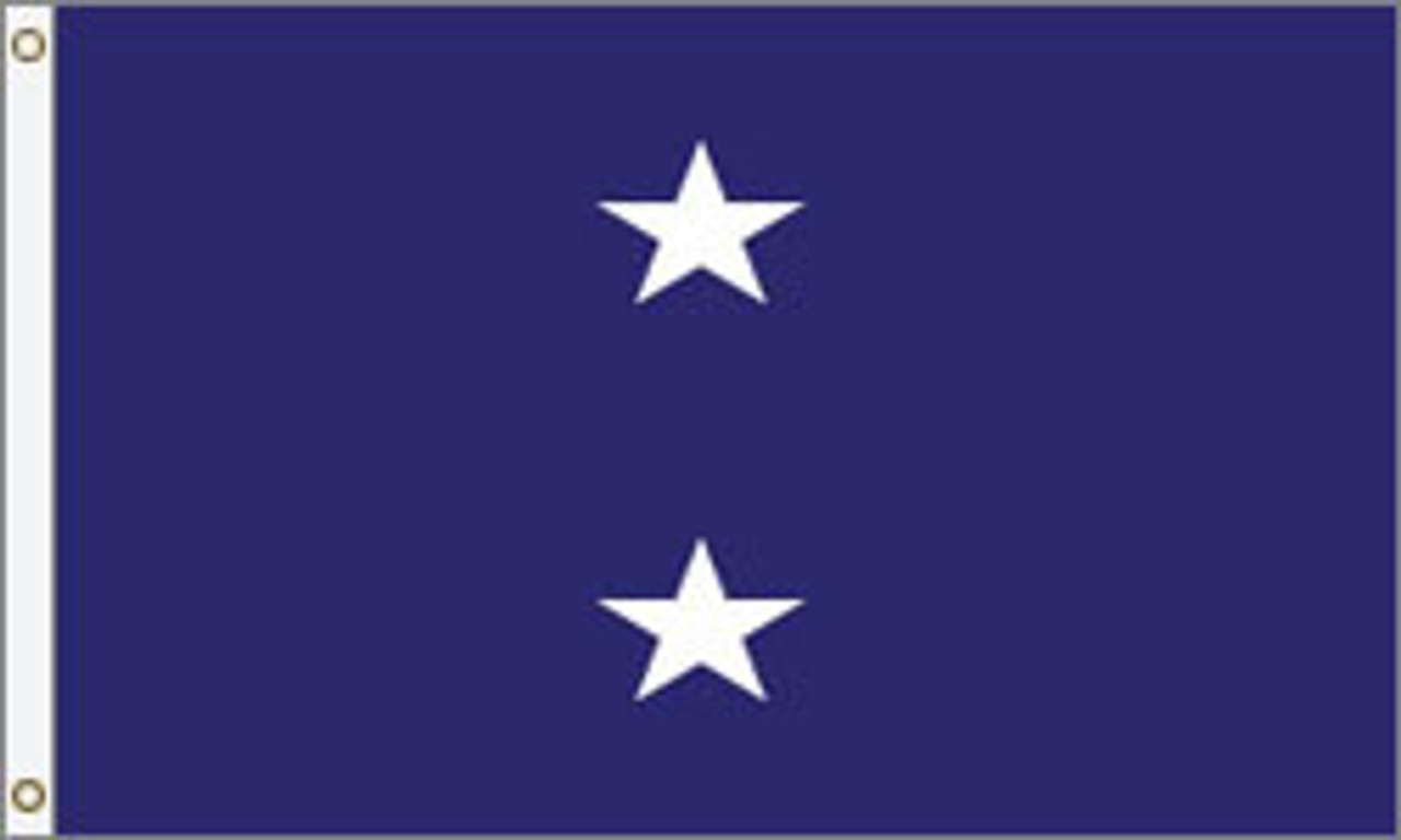 Navy Rear Admiral Upper Half Flag, 2 Star Nylon Applique with Header and Grommets, Size 6 (3'6"X5'1"), 2103051ADM