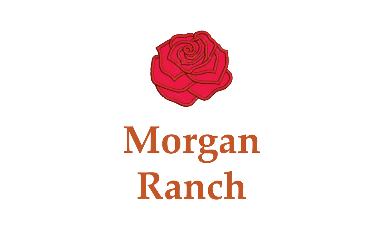 Custom Nylon Applique Double Sided 3' X 5' w/Header & Grommets "Morgan Ranch Rose Flag