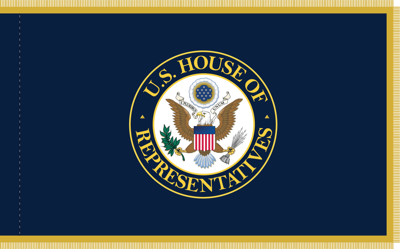Flag of the United States House of Representatives, Size 3' X 5', Nylon Applique with Pole Hem and Gold Fringe