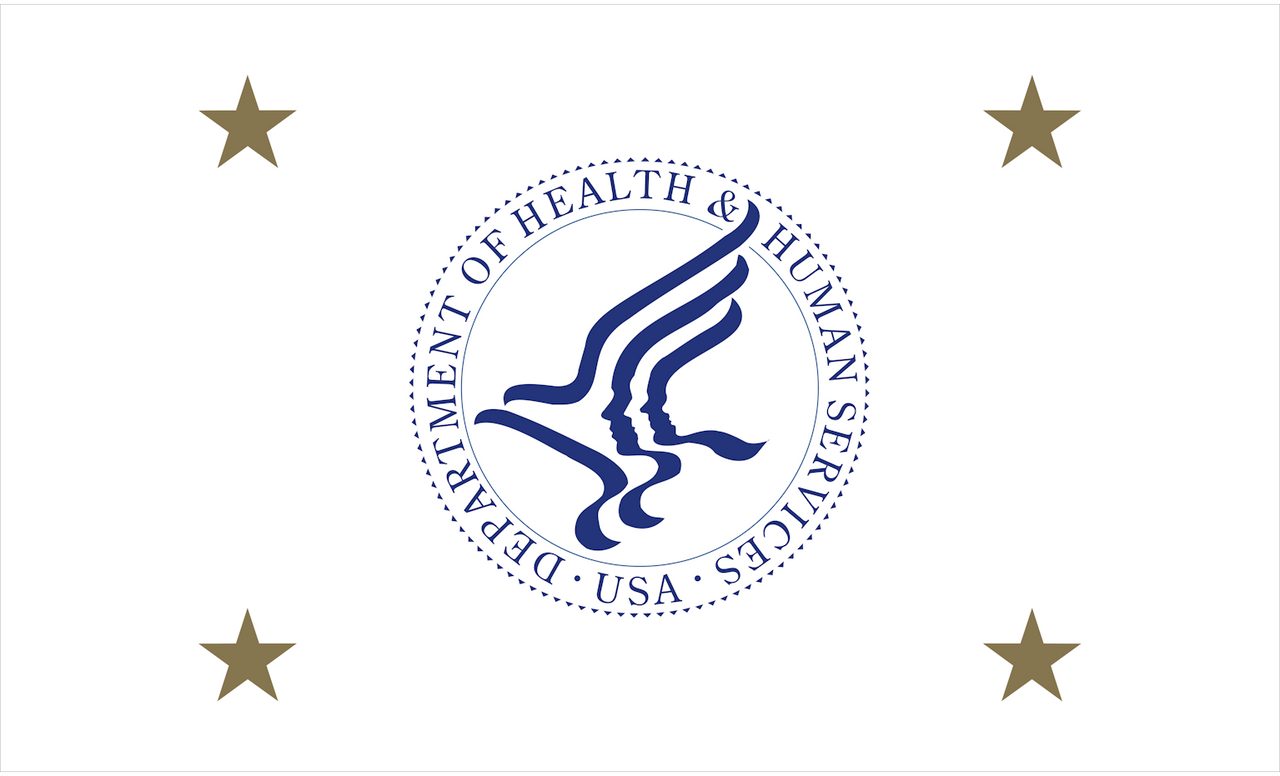 Assistant Secretary of Health and Human Services Flag, Size 3' X 5', Nylon Applique with Pole Hem and Gold Fringe