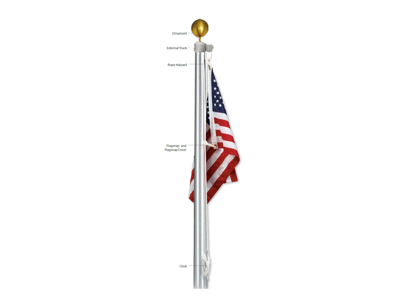 15'-25' External Halyard Stationary Aluminum Flagpole