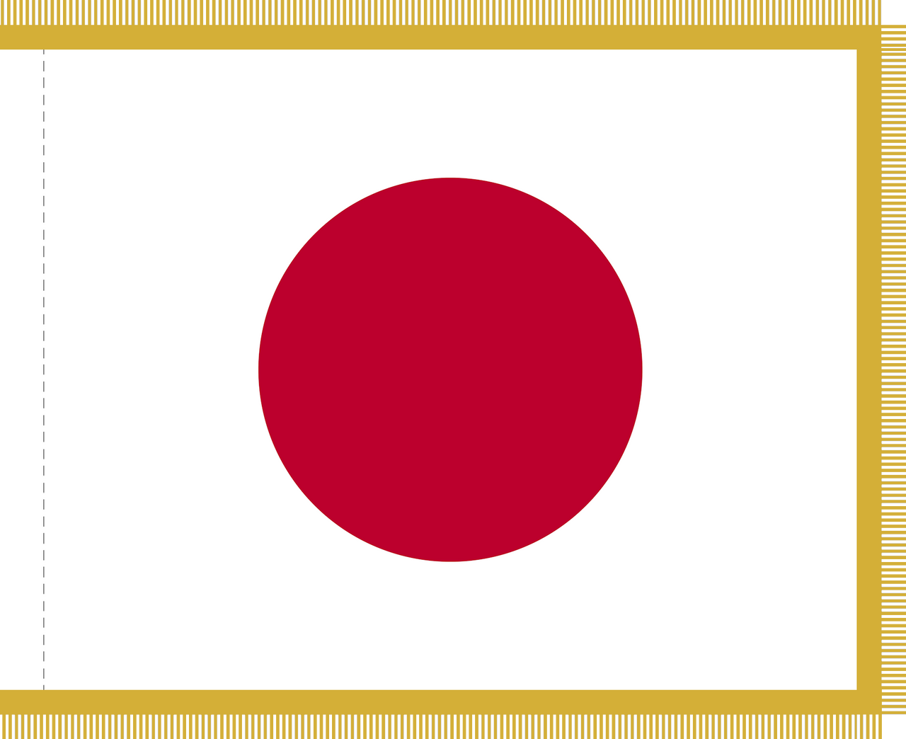 Japan Flag, 4'4" x 5'6", Nylon Applique with Pole Hem and Gold Fringe