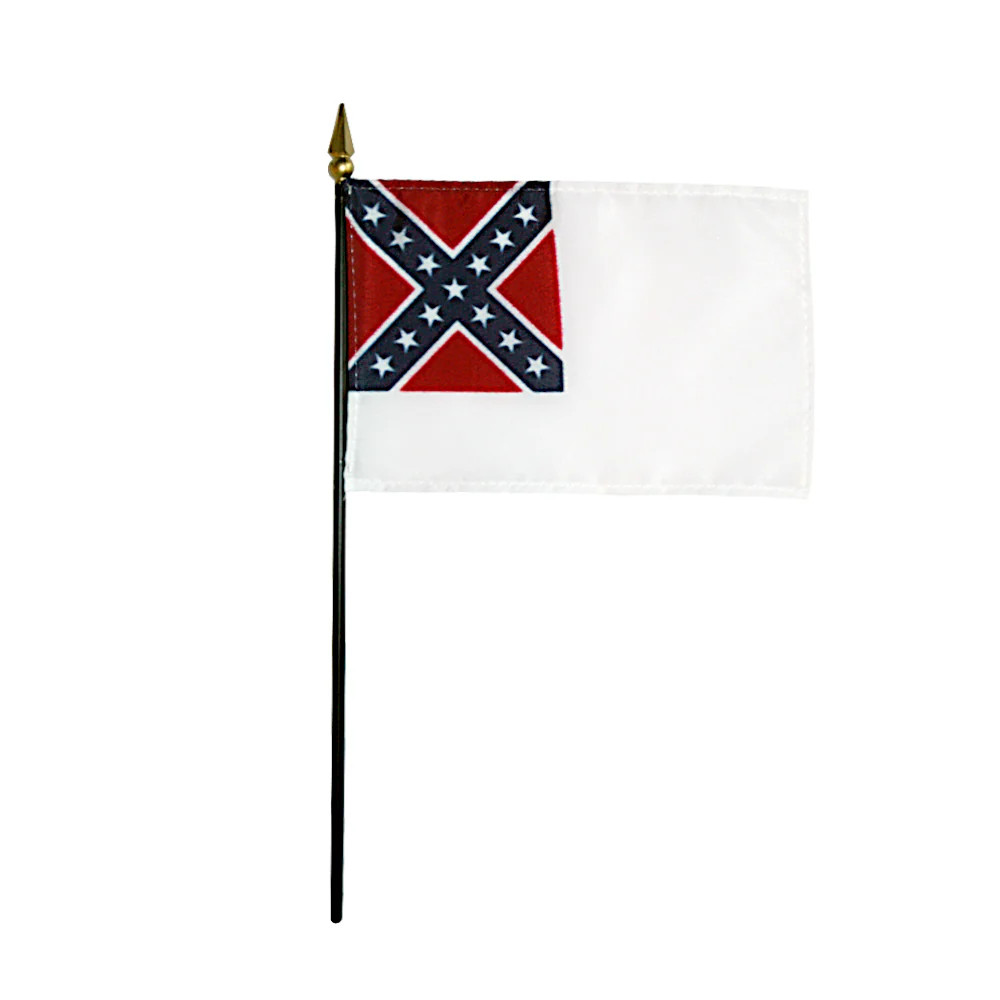4" X 6" 2nd National Confederacy Stick Flag - 12 PK