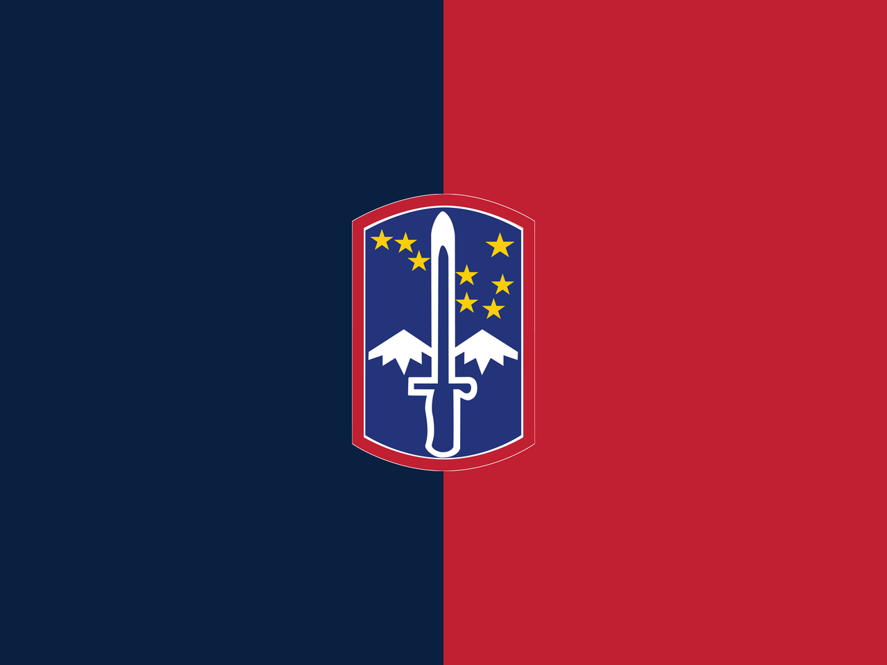 172nd Infantry Brigade Flag, 3' x 4', Nylon Applique with Pole Hem and Gold Fringe