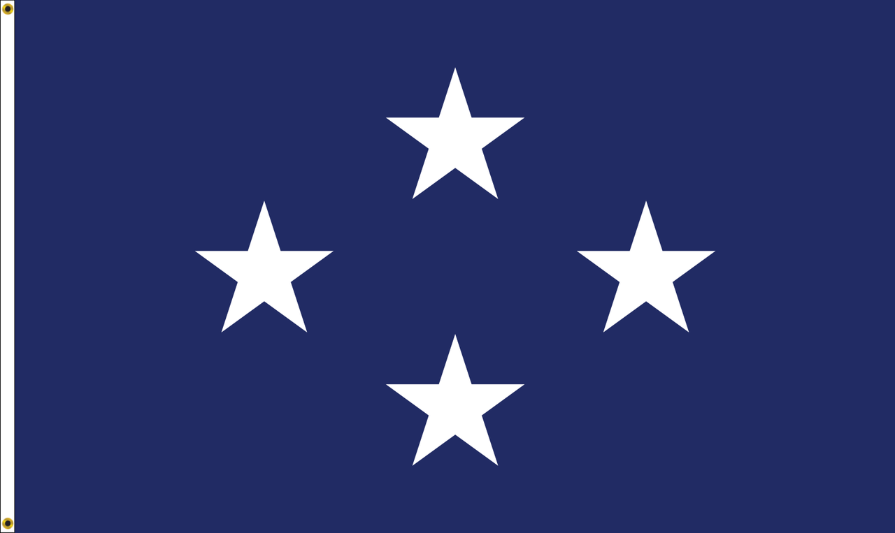 Navy Admiral Flag, Nylon Applique, 4 Star 4' x 6' Header and Grommets, 7222091 (Open Market)