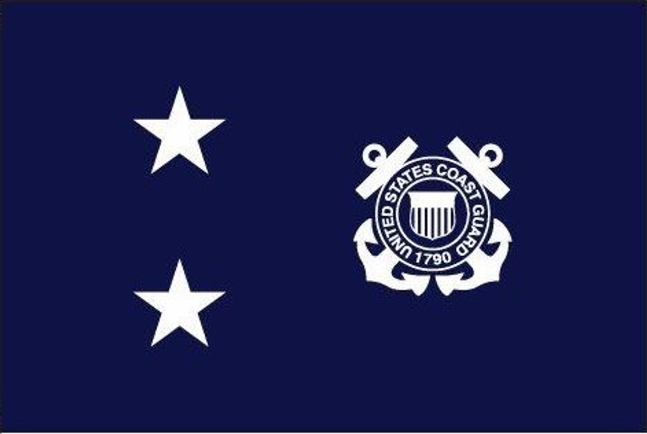 Coast Guard Rear Admiral Flag, 2 Star Nylon Applique with Snap and Ring, Size 7 (1'10"x 2'8"), USCGM002101022