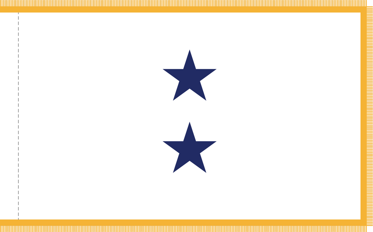 Navy Non-Sea Going Rear Admiral (Upper Half) Flag, Nylon Applique, 2 Star 3' x 5' Polehem and Gold Fringe, 7322053