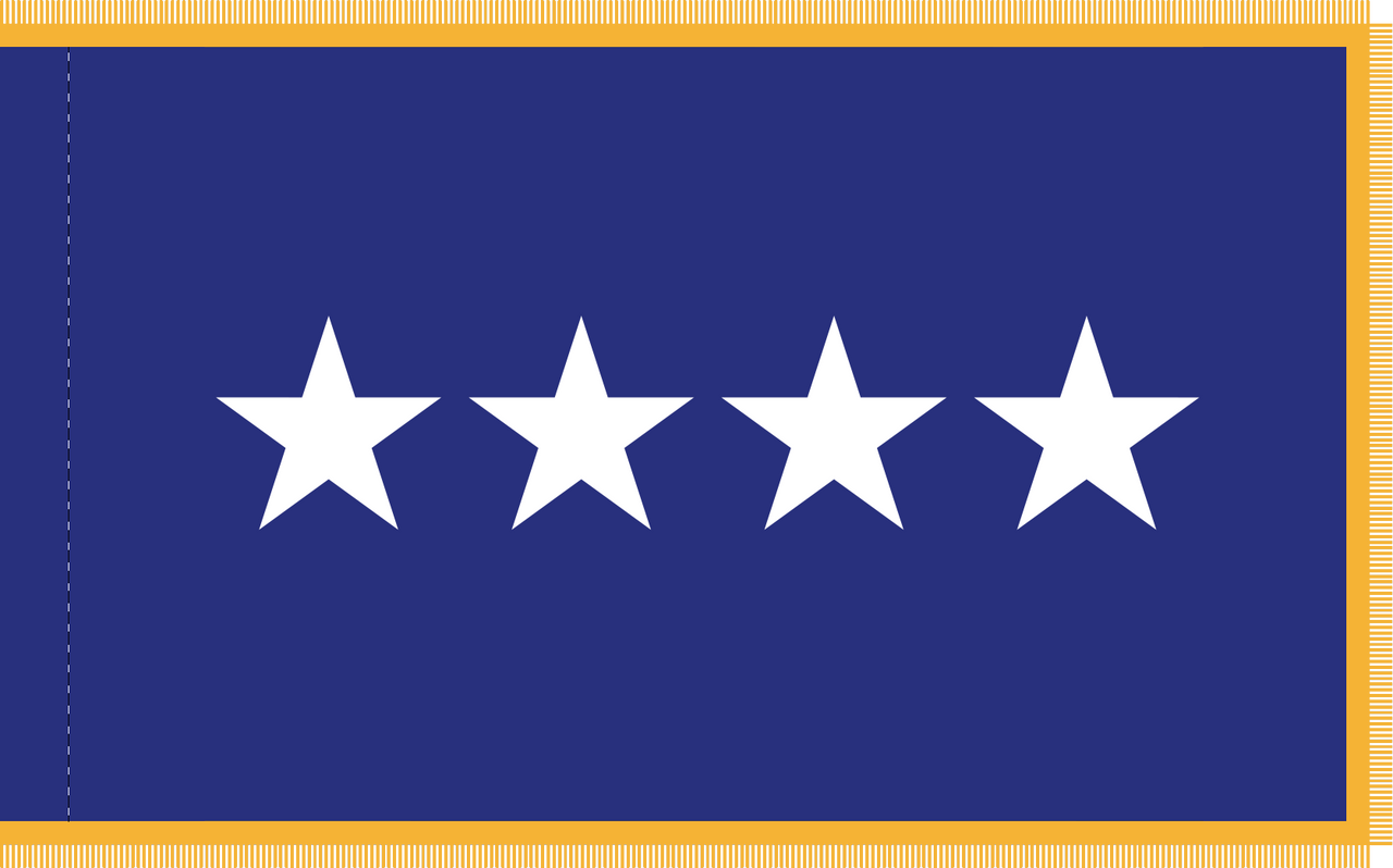 Air Force General Flag, Nylon Applique, 4 Star 3' x 5' Polehem and Gold Fringe, 7182053