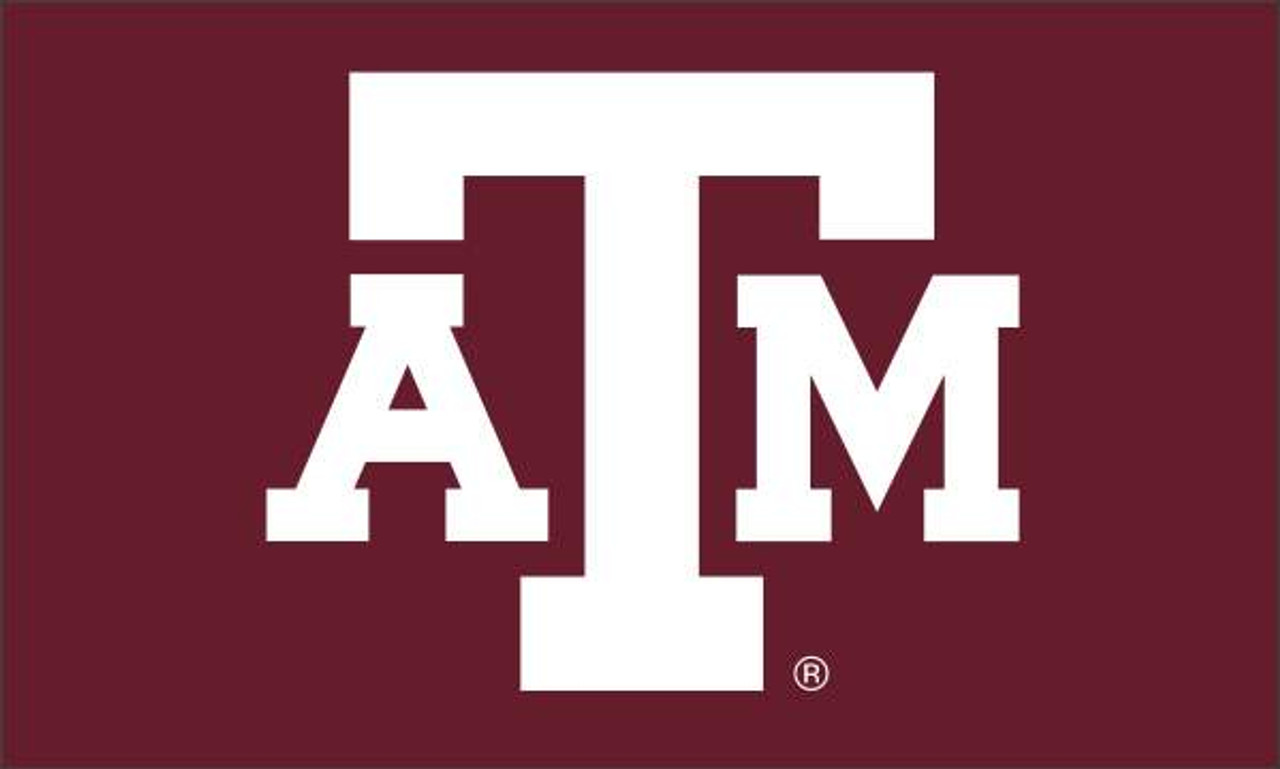 Texas A&M University Flag - Maroon W/White Atm Size 2' x 3' Silk Screened w/ Header and Grommets