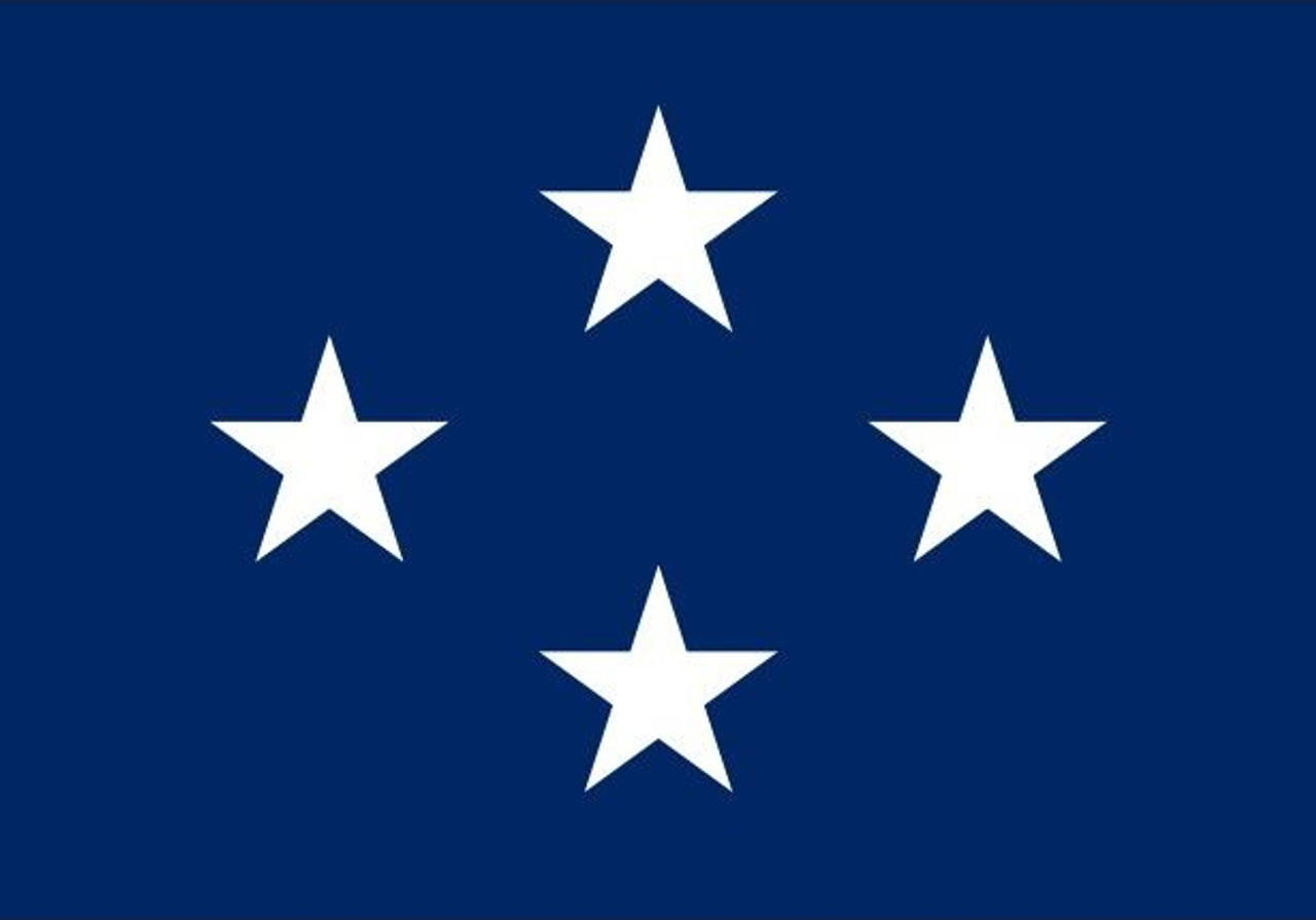 Navy Admiral Flag, 4 Star Nylon Applique with Snap and Ring, Size 7 (1'10"x 2'8"), 4101022ADM