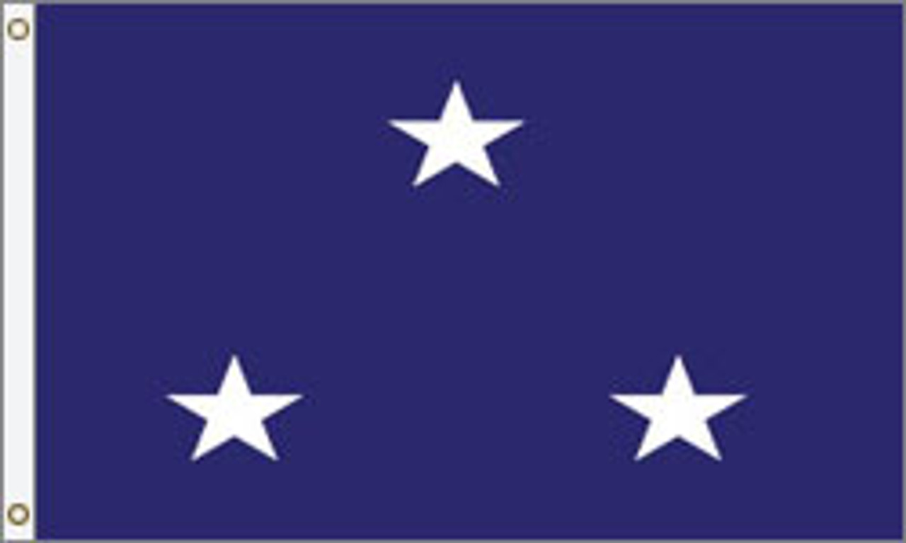 Navy Vice Admiral Flag, 3 Star Nylon Applique with Snap and Ring, Size 7 (1'10"x 2'8"), 3101021ADM