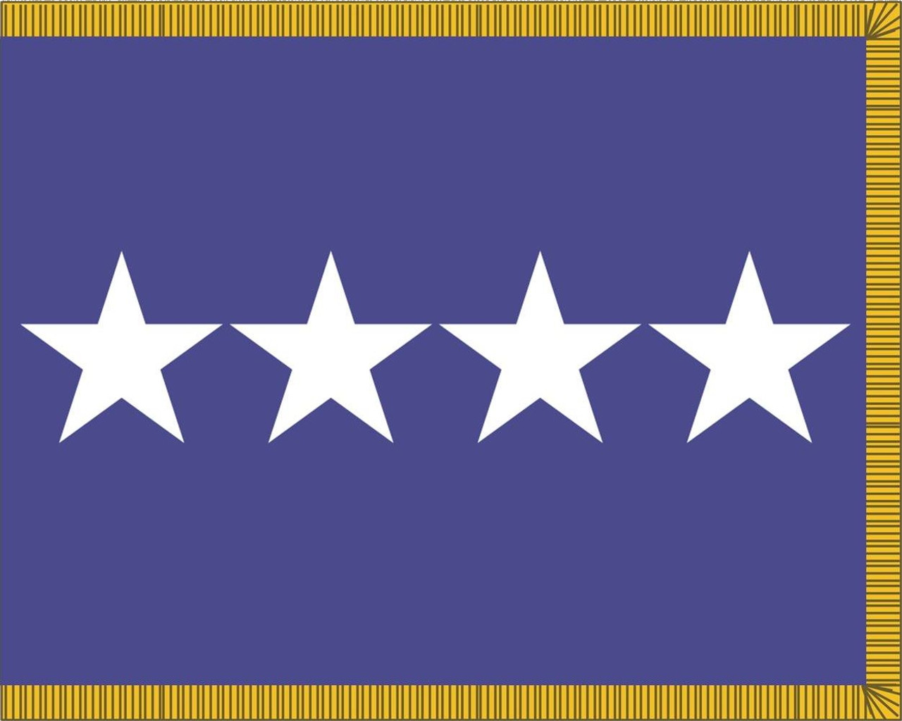 Air Force General Flag, 4 Star Nylon Applique with Pole Hem and Gold Fringe, Size 3' X 5', GAF4103054