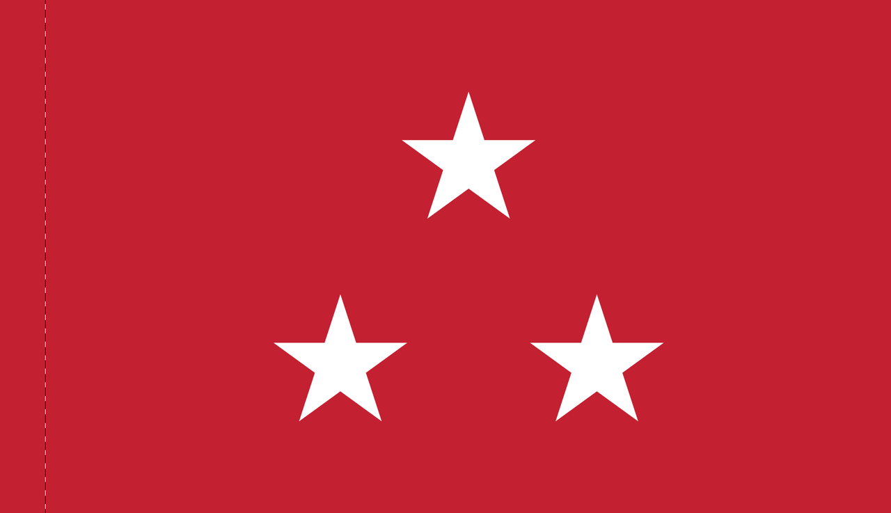 Marine Corps Lieutenant General Flag, Nylon Applique, 3 Star 3' x 5' Polehem Plain, 7252052