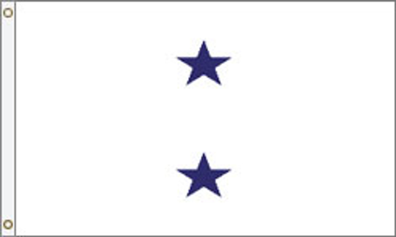 Navy Non-Seagoing Rear Admiral Upper Half Flag, 2 Star Nylon Applique with Header and Grommets, Size 6 (3'6"X5'1"), 2103051ADN