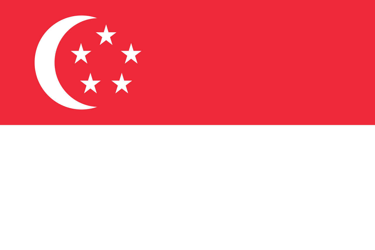 Flag of the Republic of Singapore Nylon, Size 5' x 8' with Header and Grommets (Open Market)