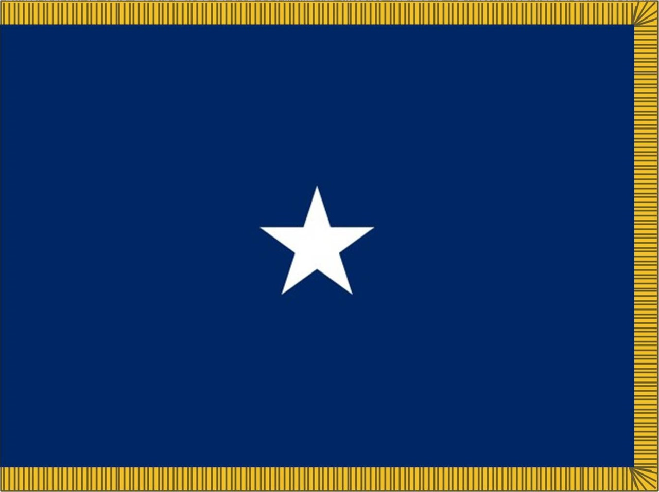 Navy Rear Admiral Lower Half Flag, 1 Star Nylon Applique with Pole Hem and Gold Fringe, Size 3' X 5', 1103054ADM