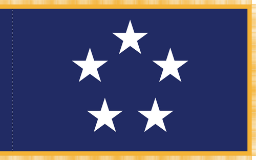 Navy Fleet Admiral Flag, 5 Star Nylon Applique with Pole Hem and Gold Fringe, Size 3' X 5', 5103054ADM Navy Fleet Admiral Flag, 5 Star Nylon Applique with Pole Hem and Gold Fringe, Size 3' X 5', 5103054ADM