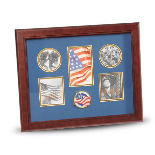 5 Photo Collage, Service Medallion, 11" x 14", American Flag Emblem 5 Photo Collage, Service Medallion, 11" x 14", American Flag Emblem