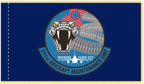 Custom 311th AMU Flag, Single Reverse 3' x 5', with Pole Hem and Fringe Custom311AMU3X5PHF