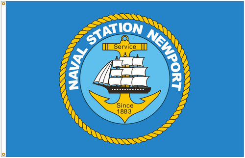 Custom Digital Double Sided 4' x 6' Nylon Flag w/Header & Grommets "Naval Station Newport Logo" (Open Market) Price based on quantity 6+