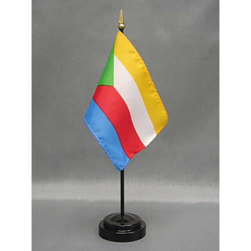 Comoros 4"x6" Stick Flag - 12 Pack