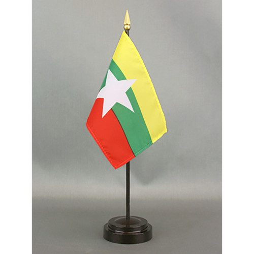 Myanmar 4"x6" Stick Flag - 12 Pack