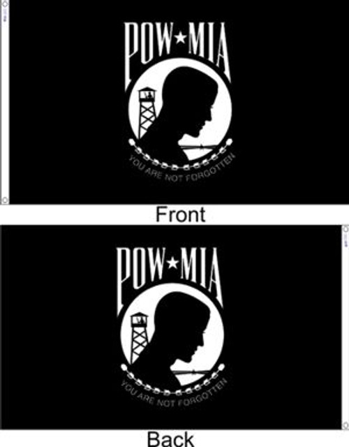 POW-MIA flag, Double Sided, 3' x 5', Nylon with Pole Hem & Fringe