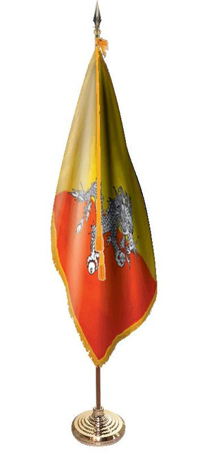 Bhutan Presentation Flag & Flagpole Set   Bhutan Presentation Flag & Flagpole Set