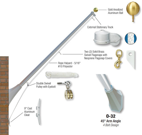 O-32 Outrigger Flagpole Series with 45 Degree Bracket O-32 Outrigger Flagpole Series with 45 Degree Bracket