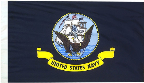 US Navy Flag, 3' x 4', Nylon with Pole Hem