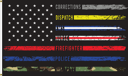 First Responders American Flag, 12" x 18" Stick Flag on Heavy Wooden Dowel w/Spear Tip #SP-31218 NF (HHFIRSTRESPONDER)