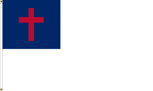 Christian Flag, 5' x 9-1/2', Fully Sewn Cotton Interment Flag with Header & Grommets Christian Flag, 5' x 9-1/2', Fully Sewn Cotton Interment Flag with Header & Grommets