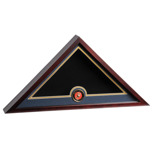 Mahogany Flag Display Case with Marine Corps Service Medallion for 5ft x 9.5ft Internment Flag