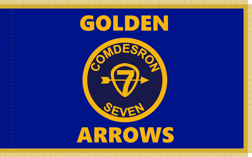 COMDESRON 7 Flag, Size 3' X 5' Nylon Applique with Pole Hem and Gold Fringe COMDESRON 7 Flag, Size 3' X 5' Nylon Applique with Pole Hem and Gold Fringe