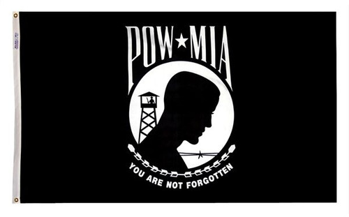 POW-MIA Flag, Single Seal, 3' x 5', Nylon with Header & Grommets