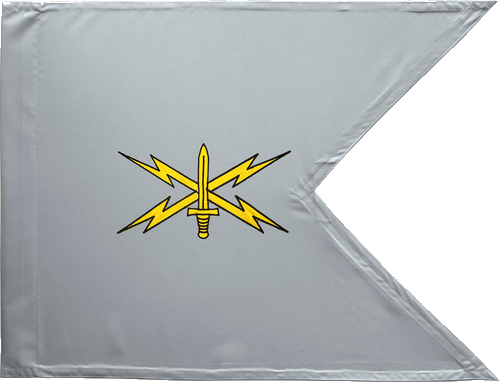 U.S. Army Cyber Corps Guidon Flag, Nylon Applique, PoleHem with Swallowtail, Size 20" x 27.75"