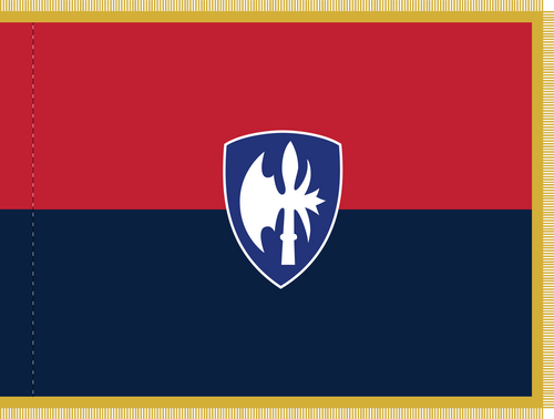 65th Infantry Division Flag, 3' x 4', Nylon Applique with Pole Hem & Fringe