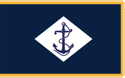 Naval Infantry Battalion Flag, Nylon Applique, Size 3' x 5', with Pole Hem and Gold Fringe Naval Infantry Battalion Flag, Nylon Applique, Size 3' x 5', with Pole Hem and Gold Fringe