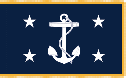 Secretary of the Navy Flag, Nylon Applique Size 3' X 5' with Pole Hem and Gold Fringe Secretary of the Navy Flag, Nylon Applique Size 3' X 5' with Pole Hem and Gold Fringe