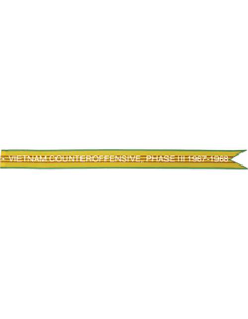 US Army Battle Streamer Vietnam Service VIETNAM COUNTEROFFENSIVE PHASE III 1967-1968 US Army Battle Streamer Vietnam Service VIETNAM COUNTEROFFENSIVE PHASE III 1967-1968