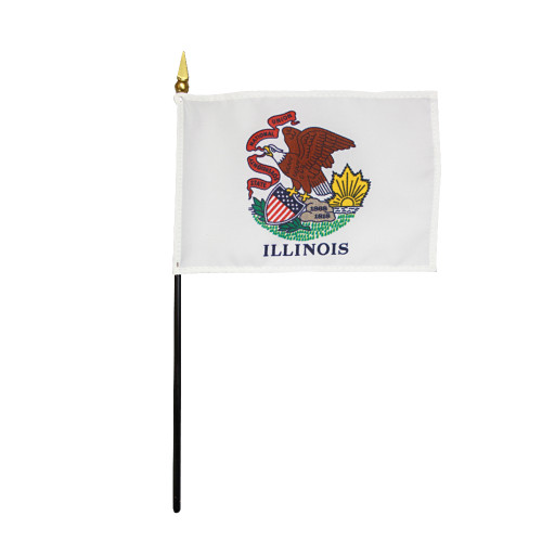 Illinois 4"x6" Stick Flag - 12 Pack
