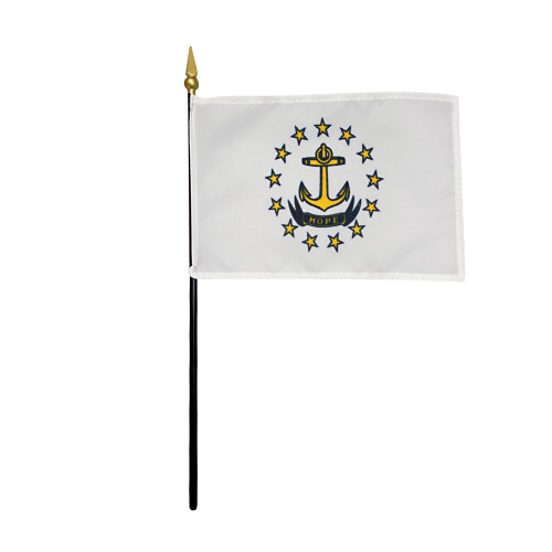 Rhode Island 4"x6" Stick Flag - 12 Pack Rhode Island 4"x6" Stick Flag - 12 Pack