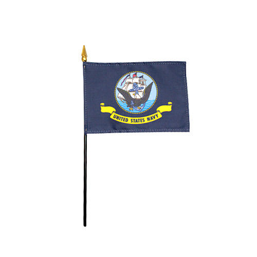 Navy Stick Flag, 4" x 6", Printed E-Gloss, - 12 Pack