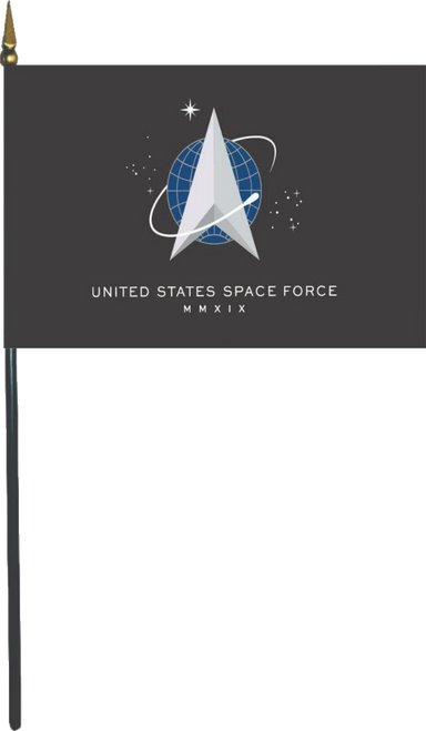 US Space Force Stick Flag, 4" x 6", Printed E-Gloss - 12 Pack