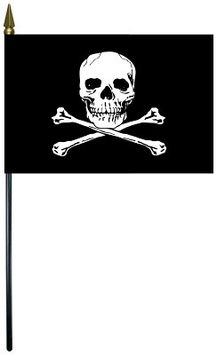 Jolly Roger 4"x6" Stick Flag, 12 Pack