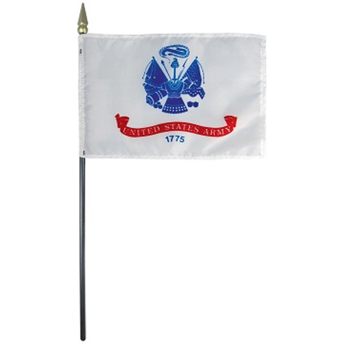 Army Stick Flag, 4" x 6", Printed E-Gloss  Army Stick Flag, 4" x 6", Printed E-Gloss