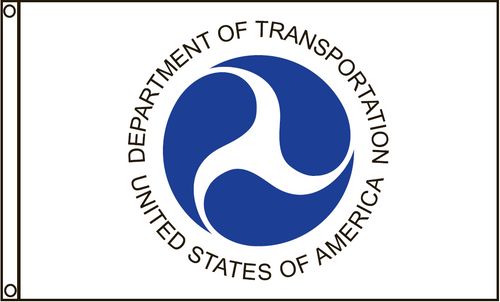 Department of Transportation Flag, Nylon Single Reverse w/Header & Grommets, SIze 4' X 6'
