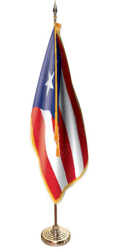 Puerto Rico With USA American Flag 4x6 Inch Desk Set - Table Stick Flag With Gold Base