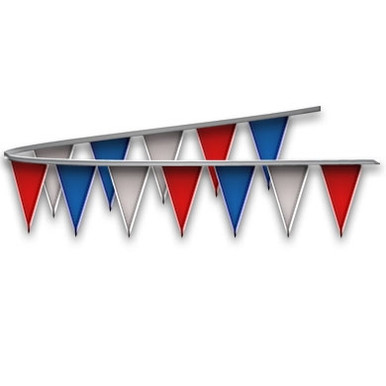 50' Triangle Streamer - Red, White & Blue Metallic - Eagle Mountain Flag