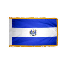 3X5' COL NYL-GLO EL SALVADOR GOVERNMENT SALVADORIAN W/FRINGE FLAG